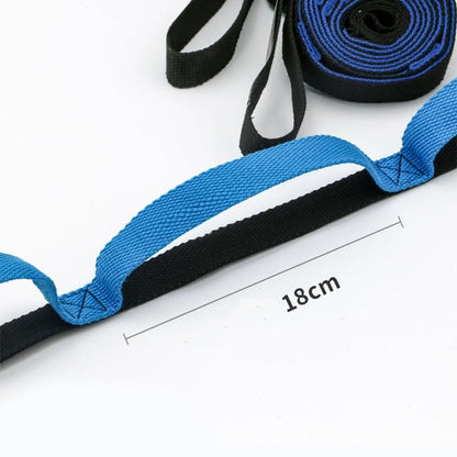 Yoga Stretch Strap with 10 Loops – Non-Elastic Strap for Flexibility, Physical Therapy, Pilates, and Home Workout (Blue)