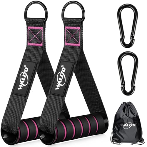 WALITO Exercise Handles, Replacement Cable Machine Attachments for Home Gym Equipment, Pulley System, Pilates, Resistance Bands, Strength Trainer, Heavy Duty Working Out Handles - color: Black-Pink