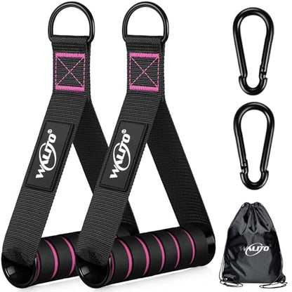 WALITO Exercise Handles, Replacement Cable Machine Attachments for Home Gym Equipment, Pulley System, Pilates, Resistance Bands, Strength Trainer, Heavy Duty Working Out Handles - color: Black-Pink