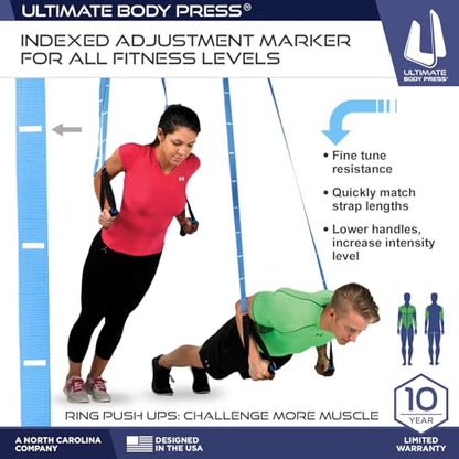 Ultimate Body Press Body Weight Resistance Trainer – Complete Functional Training System with Door Anchor & Quick S-Hooks – Professional Strength Straps for Full Body Workouts