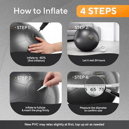 Exercise Ball – Yoga Ball for Pilates & Fitness - Birthing for Pregnancy, Stability, Core, Balance, Therapy for Physical Rehab, Workout for Home Gym & Office Chair, Fast Pump Included