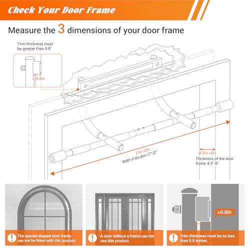 ENERGI CORE Pull Up Bar for Doorway – Multi-Grip Chin Up Bar, No Screws Required – Heavy Duty Door Frame Bar for Home Gym, Strength Training & Upper Body