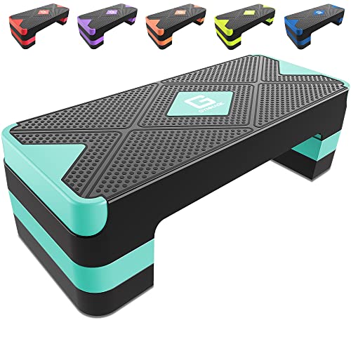 GYMMAGE Aerobic Exercise Step, Adjustable Height, - color: Turquoise