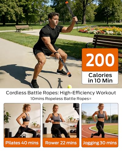 2PCS Ropeless Battle Ropes with Resistance Bands for Home Gym Workouts - color: Black