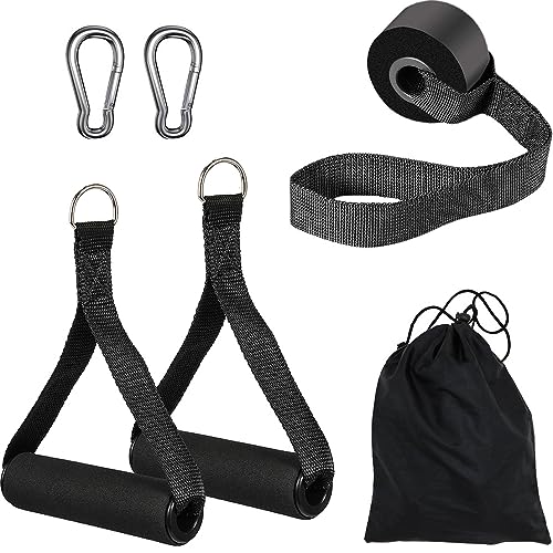 Gym Exercise Handles, Foam Door Anchor，Replacement Handle Attachments for Cable Machine Pulleys, Resistance Band and Strength Trainer, Pull Down Workout Accessories, Home Gym Add On Equipment