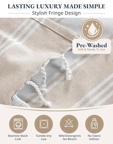 LANE LINEN Beach Towel 4 Pack, Oversized Beach Towels for Adults - Beige - color: 02: Beige, size: Pack of 4