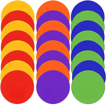 Poly Spots Spot Markers for Gym Floor 4.72inch 6inch 9inch 24/36 Pcs Non-Slip Rubber Floor Dots Round Agility Markers Flat Cones for Sports Soccer Basketball PE Training, Dance, Classroom - style: 24Pcs 9 inch