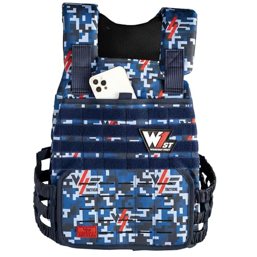 Weighted Vest – Adjustable 14–60 lb Capacity for Men and Women, Weight Vest for Training, Strength & Functional Fitness, Durable Workout Vest, Plates Sold Separately - color: Blue