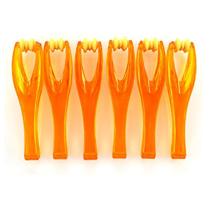 2 Pieces Orange Finger Joints Massager Hand Handheld Blood Circulation Tool Stress Relief Plastic Care Relax Double Rubber Roller Massage (2)