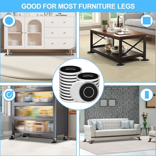 Upgrade Furniture Sliders, Furniture Sliders for Carpets, 16 PCS 4.3" Moving Pads with Anti-Slip Groove, Round Furniture Moving Sliders for Easy Move Bed Tables Cabinet Heavy Duty, Protect Carpets