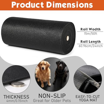 Nuanchu Yoga Mat Roll 24 inch Width, 4mm Thick Non Slip Exercise Mat, Large Anti Tear Gym Flooring for Home Workout, Fitness, Senior Dog Floor Protection