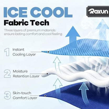ROXUN Cooling Towels, 4 Pack (40''x12'') Chilly Ice Rags for Neck and Face - color: Gray+grayish Blue+light Pink+green