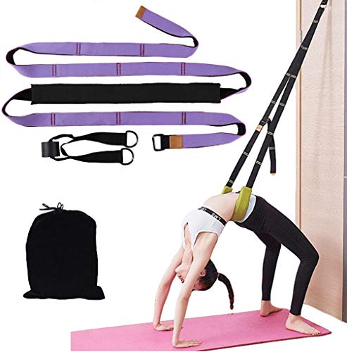 Leg Stretcher Strap, Door Flexibility & Yoga Stretching Leg Stretcher Strap with Door Anchor, Suitable for Fitness, Dance, Yoga, Gymnas - color: Light purple
