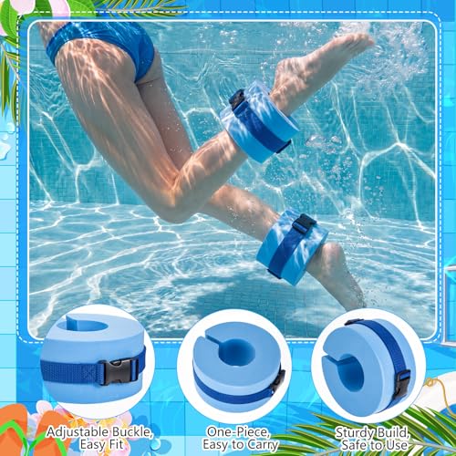 Water Aerobics Set Aquatic Exercise Set Include Water Foam Dumbbell Swim Aquatic Cuffs Ankle Arm Swimming Glove Pool Resistance Weights Pool Fitness Equipment for Training - color: Light Blue