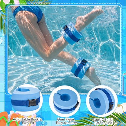 Water Aerobics Set Aquatic Exercise Set Include Water Foam Dumbbell Swim Aquatic Cuffs Ankle Arm Swimming Glove Pool Resistance Weights Pool Fitness Equipment for Training - color: Light Blue