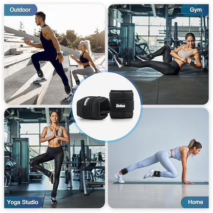 ZELUS Ultra Thin Adjustable Ankle Weights, 4/7/10 lb Fully Adjustable, Filled with Soft Iron for Slim Fit, Leg Weights for Women Men, Strength Weighted for Gym Home Yoga Walking Running Pilates - size: 0.4-2 lbs each (4 lbs pair)