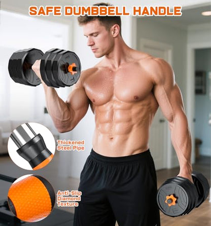 5-in-1 Adjustable Dumbbell Set, 33/44/66/88lbs Free Weights Set with Connector, Used as Kettlebells, Barbell, Push up Stand, Standard 1" Plates, Fitness Exercises for Home Gym Suitable Women/Men - color: 66LB (33LB Pair)