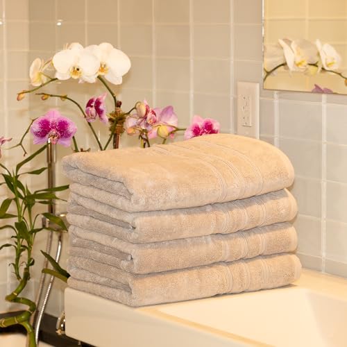 Mosobam Luxury Turkish Bath Towels, 4 Pack, 30 x 58 in, 700 GSM, Light Gray - color: Light Gray, size: Bath Towels, Set of 4
