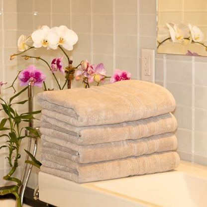 Mosobam Luxury Turkish Bath Towels, 4 Pack, 30 x 58 in, 700 GSM, Light Gray - color: Light Gray, size: Bath Towels, Set of 4