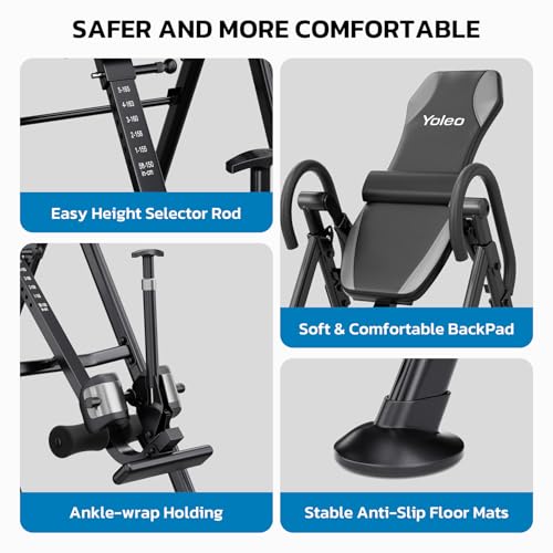 YOLEO Gravity Inversion Table for Back Pain Relief 2026 New Inversion Table w/Lumbar Support Easy to Assemble Back Stretcher Machine 300 lbs