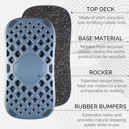 FluidStance Adult Balance Board for Standing Desk - Anti Fatigue USA Made 360 Degree Rocker Wobble Board as Exercise Equipment to Increase Focus & Movement - Sustainable Anti-Slip Plane Standing Board - color: Storm-5