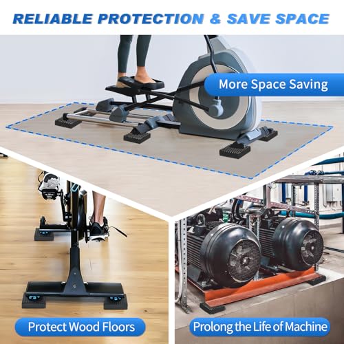 Heavy Duty Exercise Equipment Mat Pads Natural Rubber, 0.8 Thick 4 x 4 Inches 4 Pcs Non Slip Noise Reduction Anti Vibration Treadmill Stationary Bike Mats, Steel Embedded Pads for Hardwood Floors - size: 4''x 4'', 4pcs