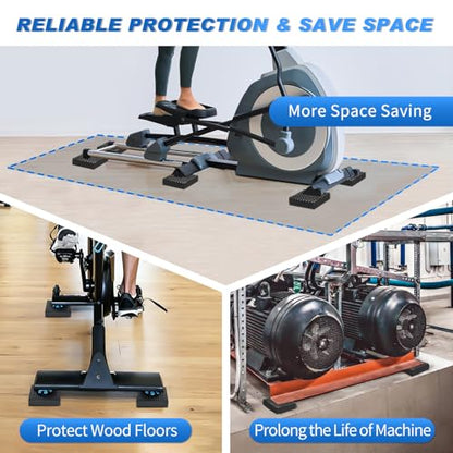 Heavy Duty Exercise Equipment Mat Pads Natural Rubber, 0.8 Thick 4 x 4 Inches 4 Pcs Non Slip Noise Reduction Anti Vibration Treadmill Stationary Bike Mats, Steel Embedded Pads for Hardwood Floors - size: 4''x 4'', 4pcs