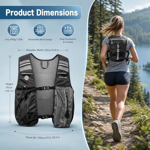 Cooling Hydration Vest with Cooling Packs, 2L BPA-Free Water Bladder, Lightweight Running Vest for Hiking, Cycling & Marathon Training - color: Charcoal Gray
