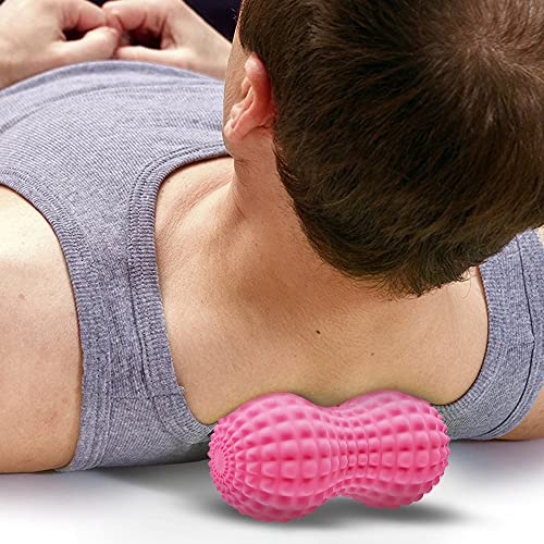 SELEWARE Peanut Massage Ball, Peanut Double Lacrosse Massage Roller Ball for Back Neck Shoulder Spine Legs Hips, Deep Tissue Peanut Roller Ball Trigger Point Muscle Massage Ball, Pink - color: Pink