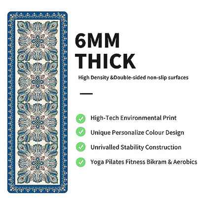 nuveti Yoga Mat Print Extra Thick TPE Non Slip Fitness Exercise Mat with Carrying Bag,72"x24" Extra Thick 6MM Exercise & Workout Mat for Yoga, Pilates Fitness and Floor Exercises - color: OSDT2