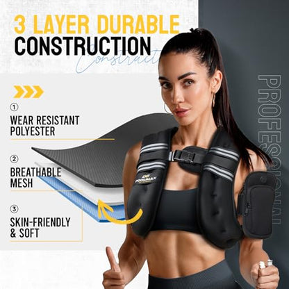 Weighted Vest for Women, Comfort-Fit with Adjustable Straps & Phone Bag, 6/8/12/16/20/25/30LB Womens Weighted Vest for Faster Weight Loss, Walking Strength Training Running