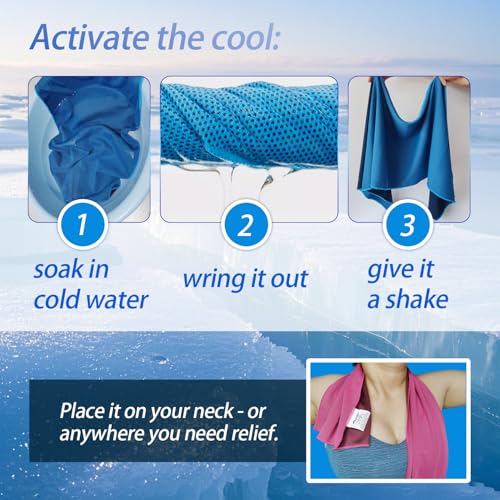 8-Pack Menjo Outdoors Cooling Towels for Neck & Face. Quick-Dry Workout Towels, Sweat-Wicking for Yoga, Gym, Running and Outdoors. Reusable Cooling Towel for Men & Women and Great for Hot Weather.