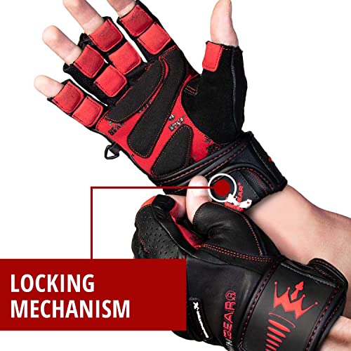 Weightlifting Gloves for Gym Fitness Crossfit Bodybuilding - Workout Gloves for Men & Women - Dominator Leather Crossfit Cross Training Gloves Wrist Strap Wrap - Best Weight Lifting Gloves with Wrist Support for Heavy Lifting - 1 Year Replacement Warranty