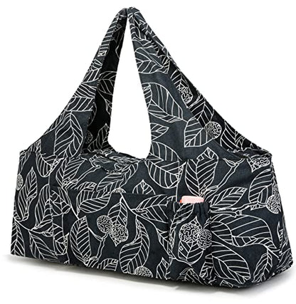 Extra Large Yoga Mat Bag with Zippered Top & 5 Pockets - Premium Canvas Tote with Yoga Mat Carrying Strap for Pilates, Gym, Fitness Block & Gear