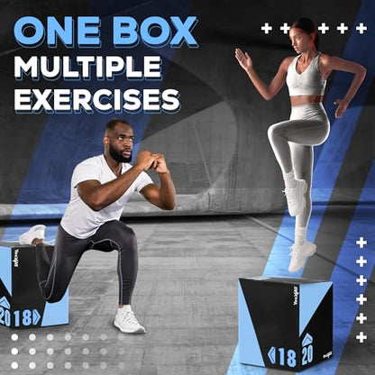 Yes4All 3 in 1 Foam Plyometric Jump Box for Training & Conditioning - Plyo Jump Box for Fitness Workout Exercise - color: B. 20" x 18" x 16" - 27 lbs