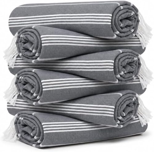 HAVLULAND Turkish Beach Towels, Set of 12, Oversized 72"x40" - Grey - color: Grey, size: 12 Pack