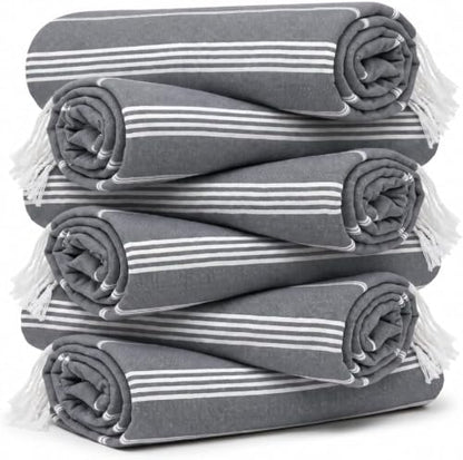 HAVLULAND Turkish Beach Towels, Set of 12, Oversized 72"x40" - Grey - color: Grey, size: 12 Pack