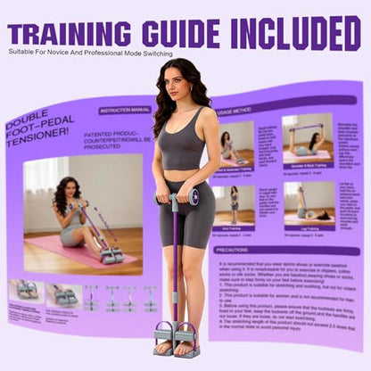 Resistance Bands with Handles, 6 Tube Pedal Resistance Band for Exercise, Dual Pedal Adjustable Resistance, Ab Roller Handle Full Body Home Workout Equipment for Abs, Legs, Arms, Women
