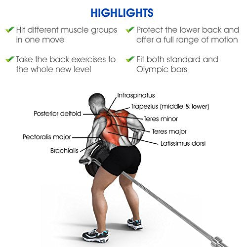Yes4All Exercise Machine Adjustable T Bar Row Attachment, D Row Handle/Landmine Handle Attachment with Textured Rubber Handles - color: E.T-bar Lat Blaster Handle