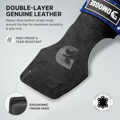 DMoose Fitness Weight Lifting Hooks (Pair) for Deadlifts, Pull Ups, Rows & Shrugs - Anti-Rip Nylon Strap Hand Grips with Thick Wrist Padding - Heavy Duty Wrist Straps for Weightlifting & Gym Workouts - color: American Lifting Grip