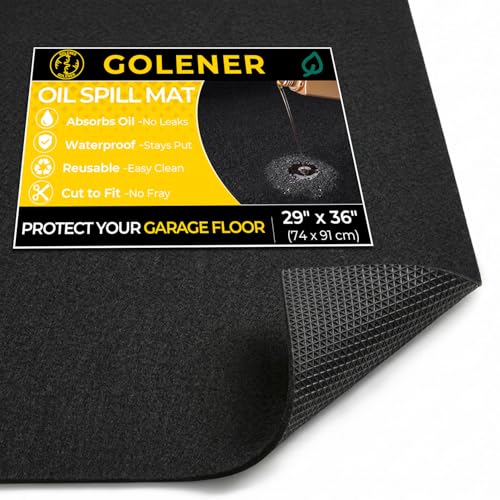 Oil Spill Mat - Garage Floor Mat, Absorbent Oil Pad, Premium Maintenance Mat, Waterproof, Contain Liquid, Protect Garage Surface from Spill & Stain, Reusable, Washable, Durable, Black, 29”x36”