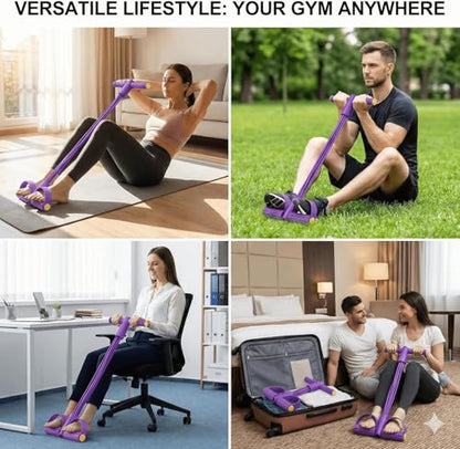 Pedal Resistance Bands with Handles for Women, 6-Tube Durable Pedal Exerciser for Home & Office Workout, Natural Rubber Resistance Band for Full Body Toning, Training Abdomen, Waist, Arms & Legs