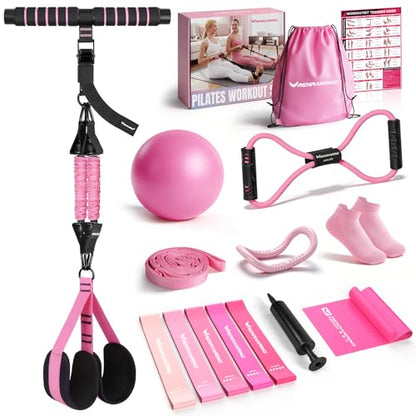 2026 Upgraded Pedal Resistance Bands with Handles, 14-in-1 Multifunction Exercise Bands & Pilates Kit Fitness Equipment Set for Core/ABS, Slimming Training & Physical Therapy