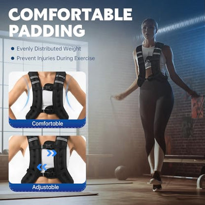Weighted Vest, Weight Vest with Reflective Stripe, Body Weight Vest with Back Mesh Pocket for Women & Men, Home Gym & Outdoor Strength Training