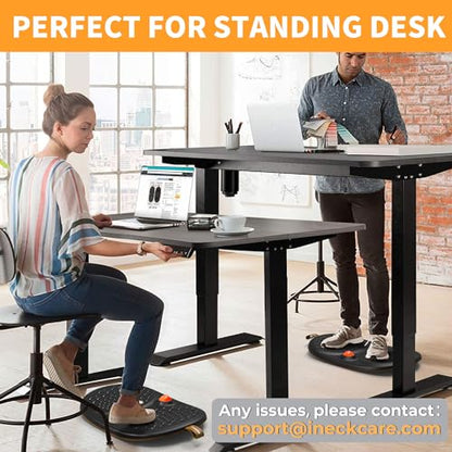 Trobing Standing Desk Mat Balance Board with Rollerball, Wooden Wobble Anti Fatigue Mat Balance Board for Standing Desk, Home Office Non-Slip Comfort Floor Mat to Relieve Foot, Knee, and Back Pain - color: C: Large Black ( 24 inch )