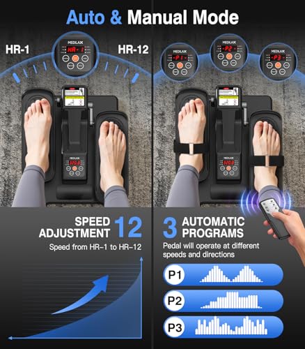 Under Desk Elliptical Machine, Portable Electric Elliptical Exercise Equipment with 12 Adjustable & 3 Automatic Speeds, Ellipse Leg Pedal Exerciser While Sitting for Seniors, Adults
