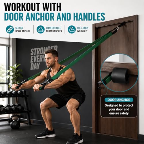 Resistance Bands Set, Anti-Snap Workout Bands with Handles, Stackable Resistance Bands for Men & Women, Home Gym Equipment with Door Anchor for Strength Training & Full Body Workout