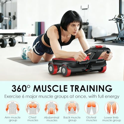FIAMERMOR 2025 AB Roller Wheel - 4 wheel elbow support abdominal wheel automatic rebound abdominal fat burning weight loss core training equipment home/gym