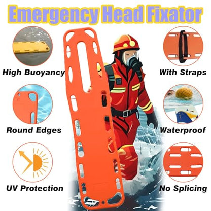 Foldable Spine Stretcher Board - Water-Resistant Patient Backboard with Head Imlizer & Cervical Collar for Emerncy, First Aid, Mcal Transport & Safe Patient Handling - color: Head+backboard Immobilizer