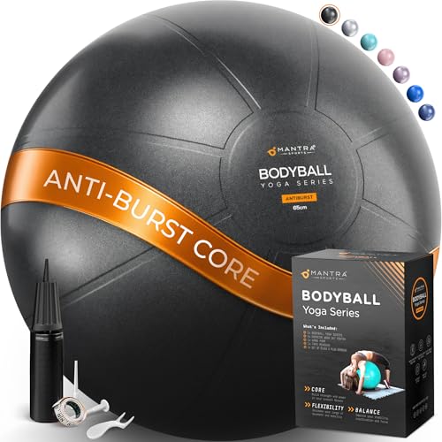 Exercise Ball – Yoga Ball for Pilates & Fitness - Birthing for Pregnancy, Stability, Core, Balance, Therapy for Physical Rehab, Workout for Home Gym & Office Chair, Fast Pump Included - color: Black, size: L (for Height 5'4" - 5'10")